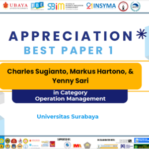 Gambar 1. Sertifikat Best paper untuk Charles Sugianto