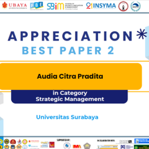 Gambar 2. Sertifikat Best paper untuk Audia Citra Pradita